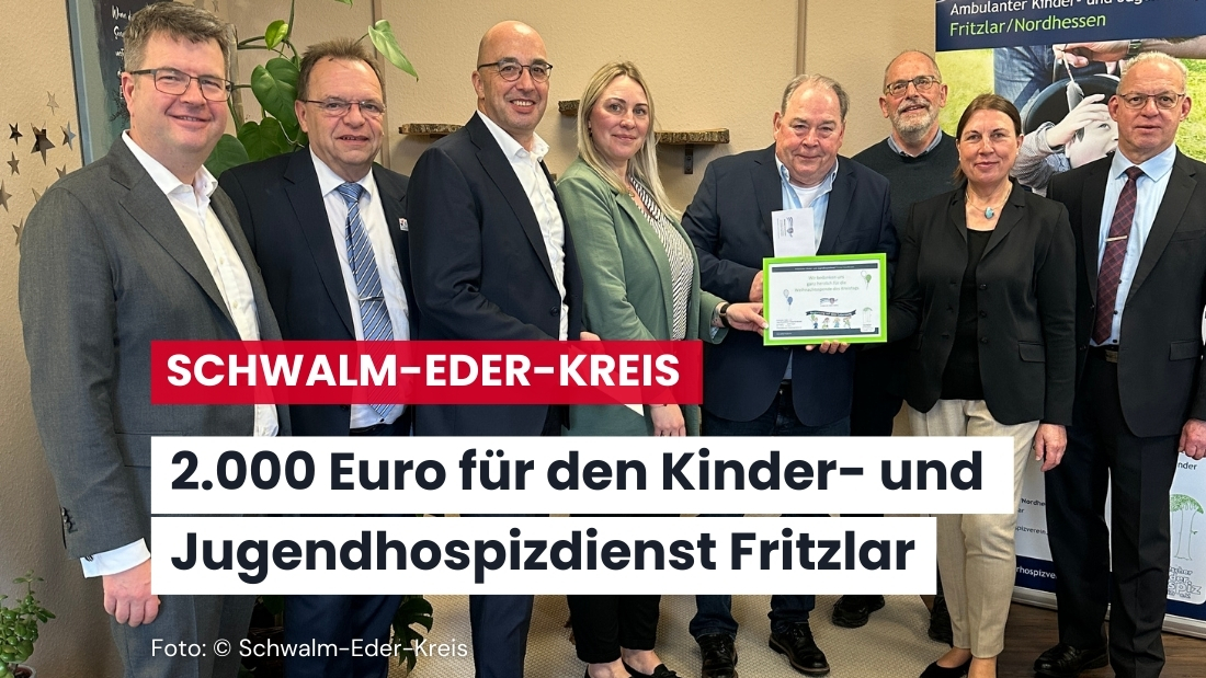 Spende für erfüllte Lebenszeit: 2.000 Euro für den Ambulanten Kinder- und Jugendhospizdienst Fritzlar/Nordhessen