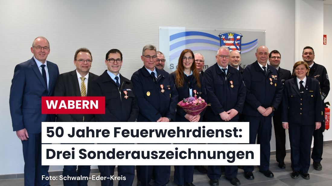 Halbes Jahrhundert Feuerwehrdienst: Neun Einsatzkräfte aus Wabern ausgezeichnet