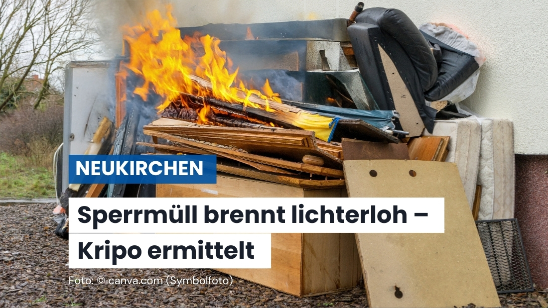 Nächtlicher Brand in Neukirchen – Sperrmüll neben leerstehendem Haus geht in Flammen auf