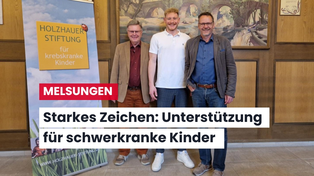 Spendenübergabe im Rathaus der Stadt Melsungen: ESKOR Werbeagentur unterstützt Holzhauer Stiftung mit 500 Euro